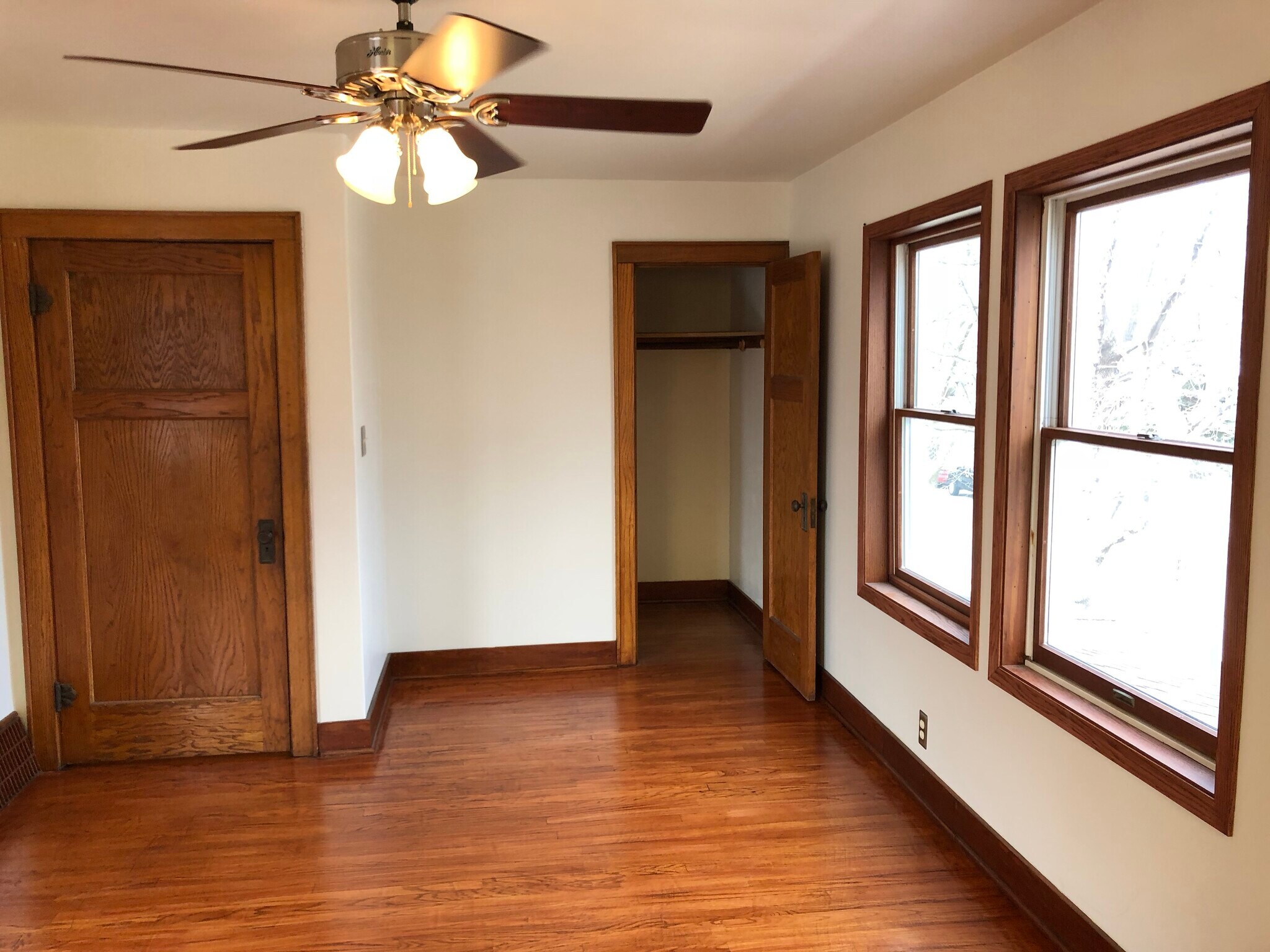 The living room from the walls with stained glass looking into giant closet. - 623 S 60th St