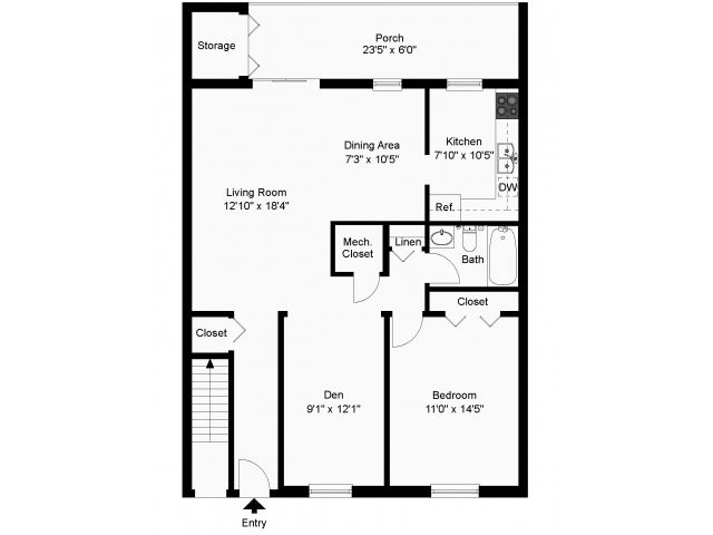 One bedroom with Den - Westover Village Apartments