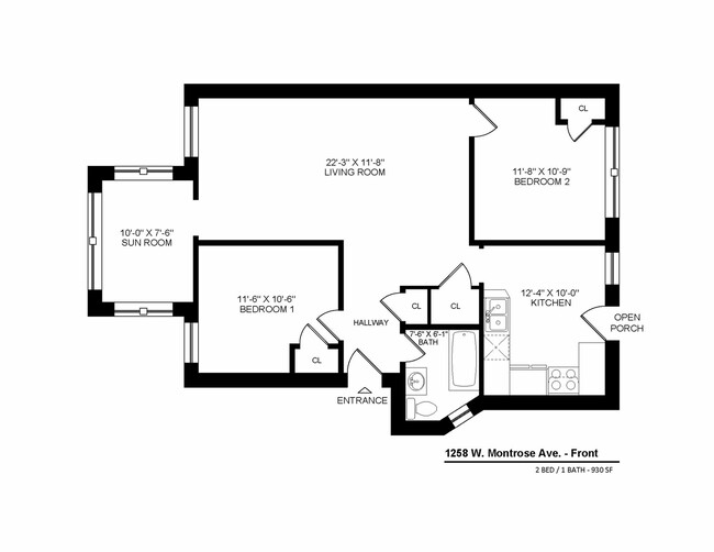 1258 Two Bedroom Floor Plan - 4407-09 N. Malden St.