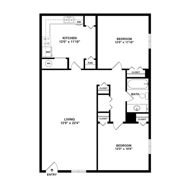 Two Bedroom - 900 sq. ft. - Beechwood Terrace - Beechwood & Beechwood Terrace Apartments