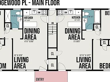 First floor layout - 822 Edgewood Pl