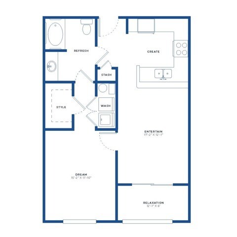 1x1 Renovated Floor Plan - Independence Park