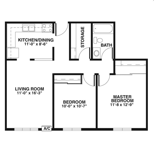 2BR/1BA - Barrington Apartments