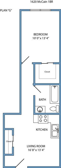 Plan G - 1-bed, 1-bath - 1620 McCain Lane