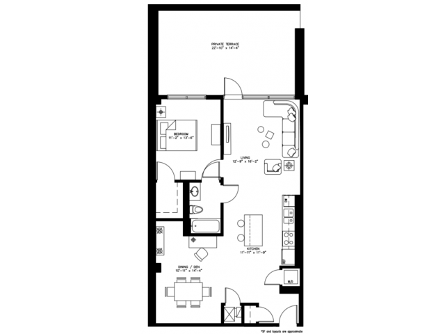 1 Bed 1 Bath/Den - 1241 N. Milwaukee