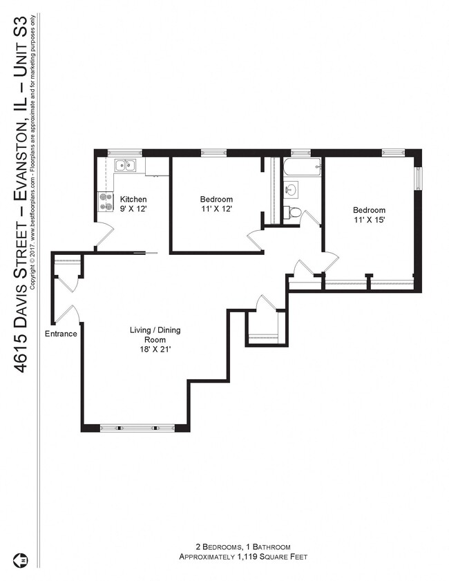 Floorplan - 4615-25 Davis