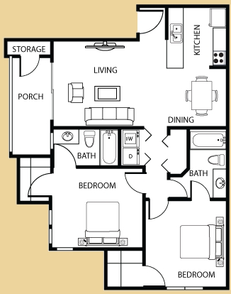 2BR/2BA - Pinewood Village