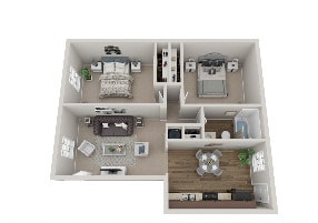 2 bed 1 bath 837 sq. ft. - Fountain City Apartments