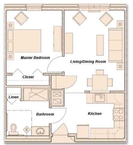 1BR/1BA - Coliseum Senior Residence