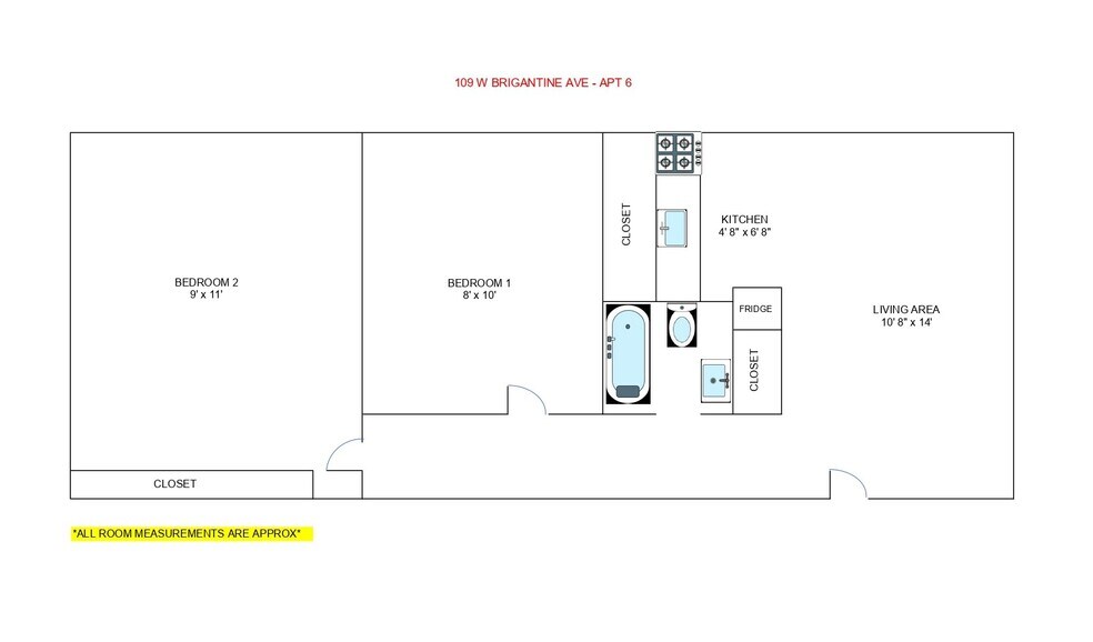 Floor Plan (Room Measurements Approx) - 109 W Brigantine Ave