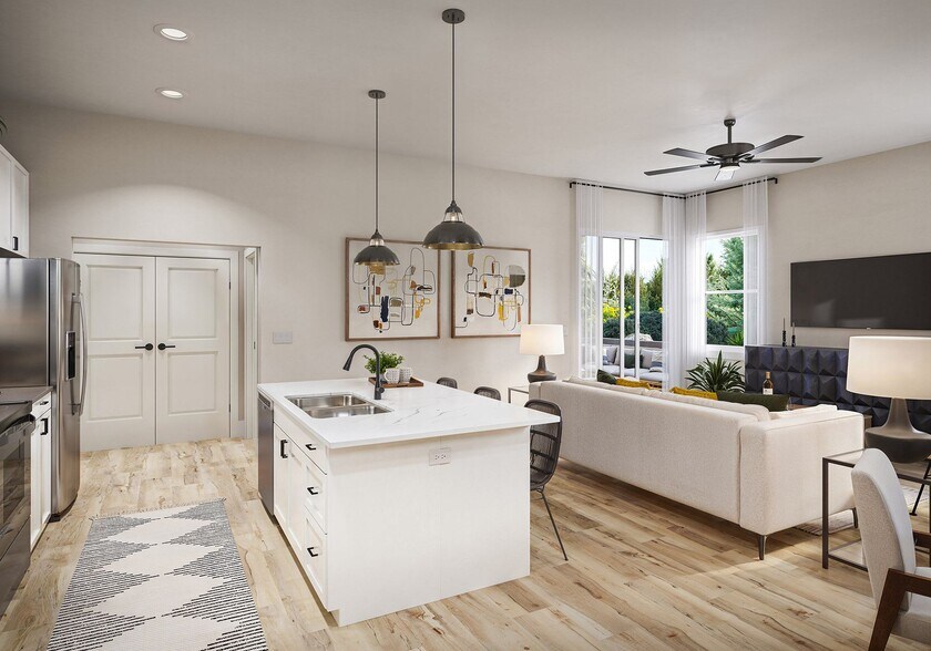 Kitchen and Living Room, 1 Bedroom Floorplan - Solstice Marana