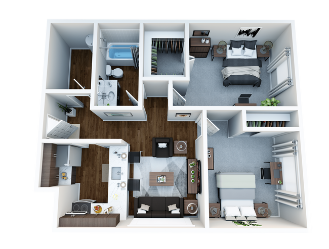 Lakeview-2bed1ba-B-3D - Lakeview Apartments