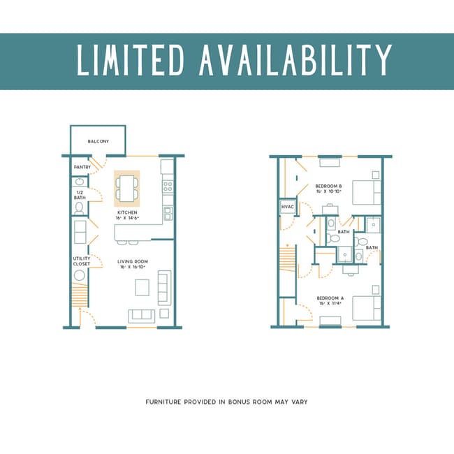 2BR/2.5BA- Furnished- Limited Availability - State College Collective on Northbrook