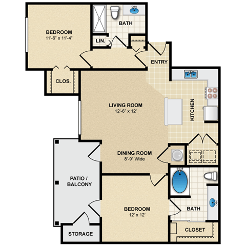 Floorplan - Avignon Apartment Homes