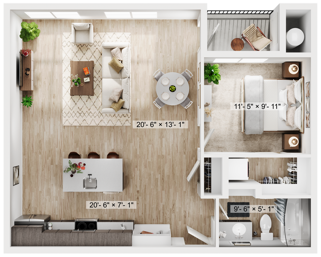 1BR/1BA - A5 - 788SQFT - Claro at High Point