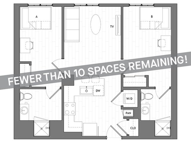 2x2 Large A - Fewer Than 10 Spaces Remaining! - HERE Reno Student Apartments