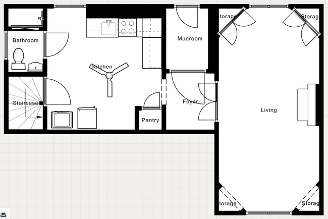 Downstairs Floorplan - 613-2 Chapel St