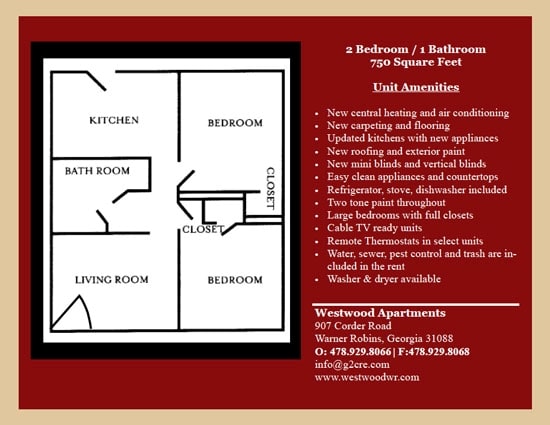 2BR/1BA - Westwood Apartments