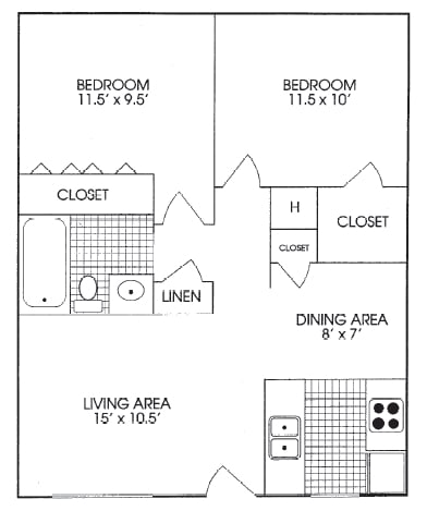 2BR/1BA - Castle Arms Apartments