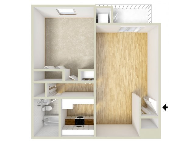 One bedroom floor plan - Fairway Park Apartments & Townhomes