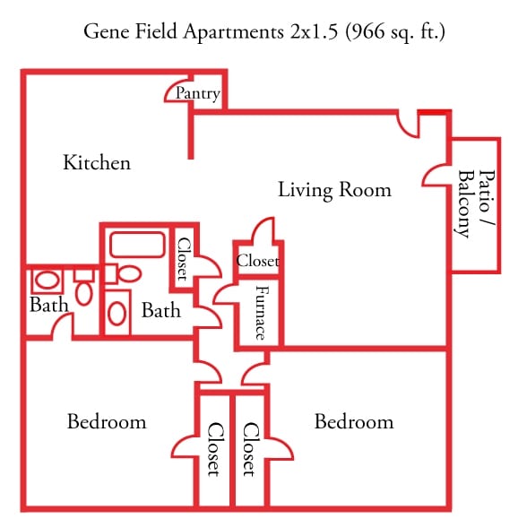 2BR/1.5BA - Gene Field Apartments