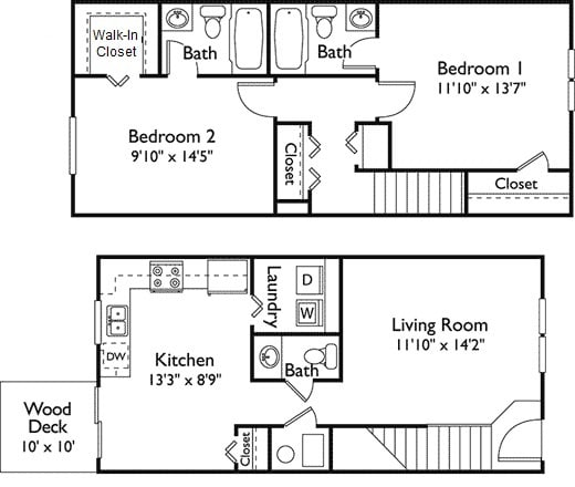2 BR/ 2.5 BA Townhouse - Regency Court Apartments