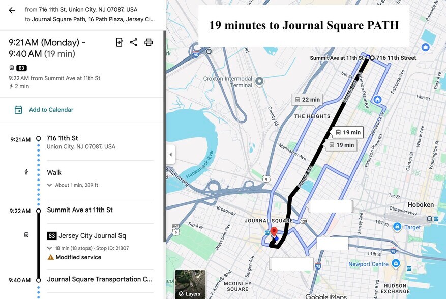 To JSQ PATH - 716 11TH St