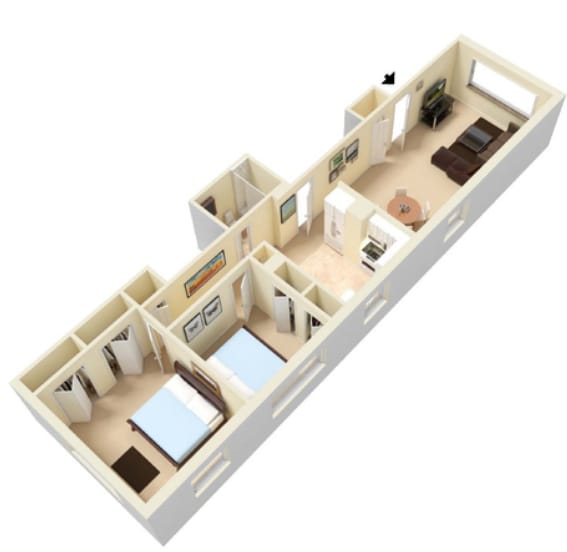 Two Bedroom One Bath - Parkshire Apartments