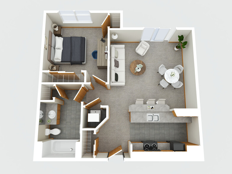 1 Bed 3D Model - Cannery Square Apartments