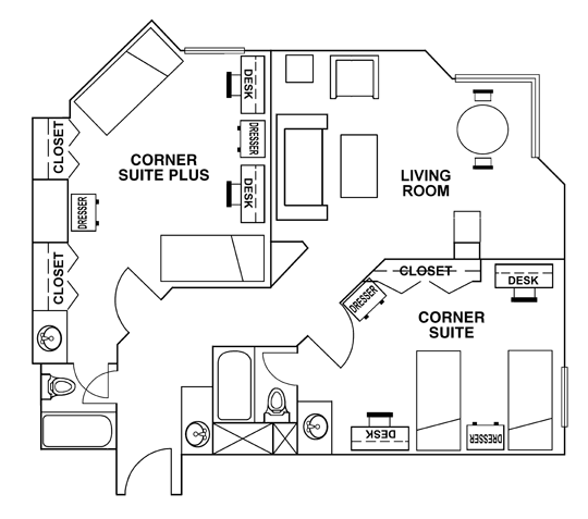 Floor Plan Corner Suite - Dobie Twenty21 Student Spaces