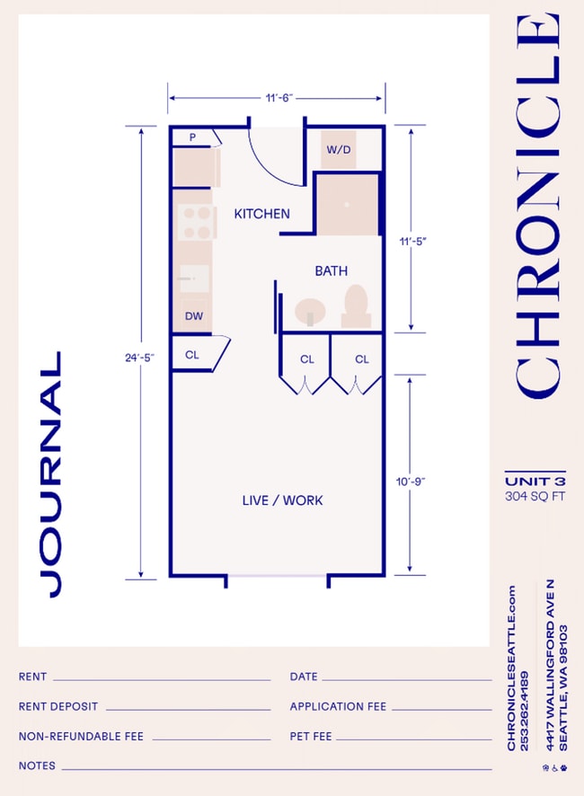 Floorplan - CHRONICLE: Stylish Wallingford Studios with Full Appliance Package & Premium Amenities