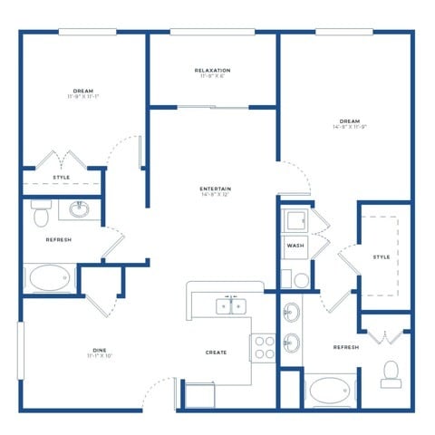 2x2 Large Renovated Floor Plan - Independence Park