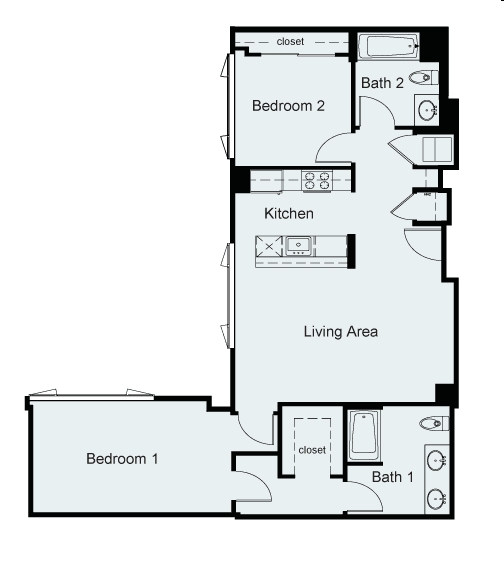 2BR/2BA - One Ecker Place