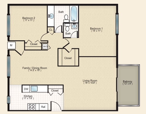 2BR/1.5BA - Somerset