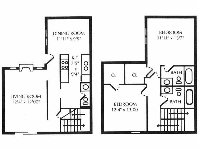 Two Bedroom Townhouse - Willow Creek Apartments