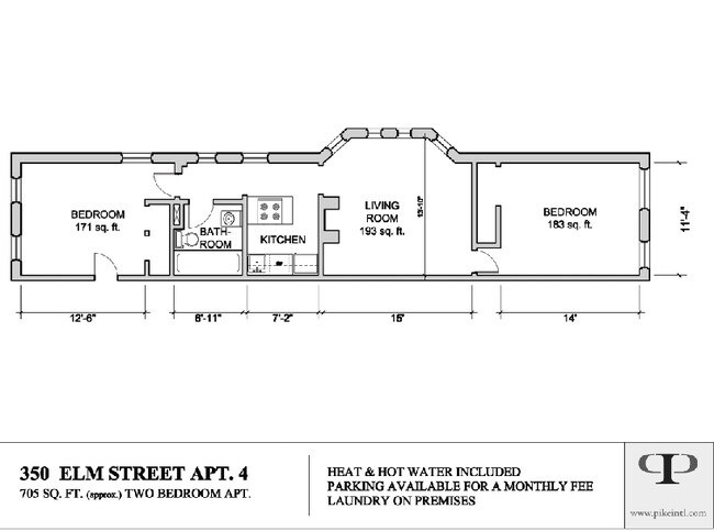 Floorplan - 350 Elm Street, #1, #8