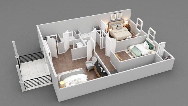 3 bedroom 2.5 bathroom townhouse, second floor main bedroom, second floor. - Willow Green Apartments