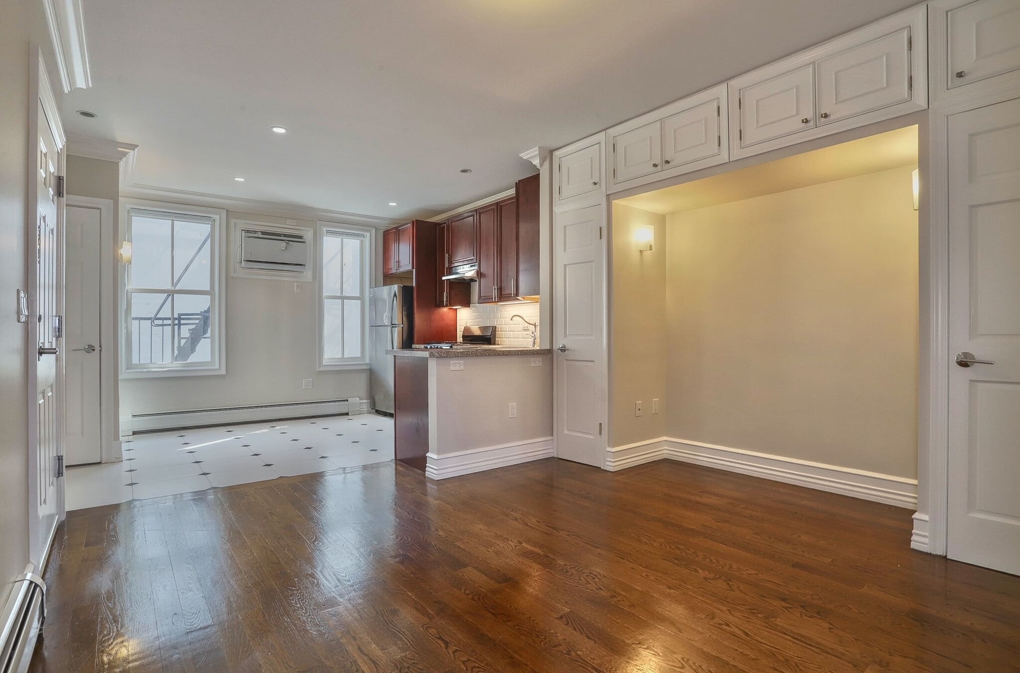 Living room with built in storage - 603 Bloomfield St