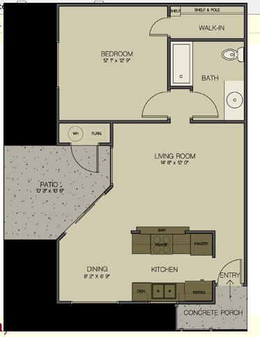 1BR/1BA - Country Lane Apartments