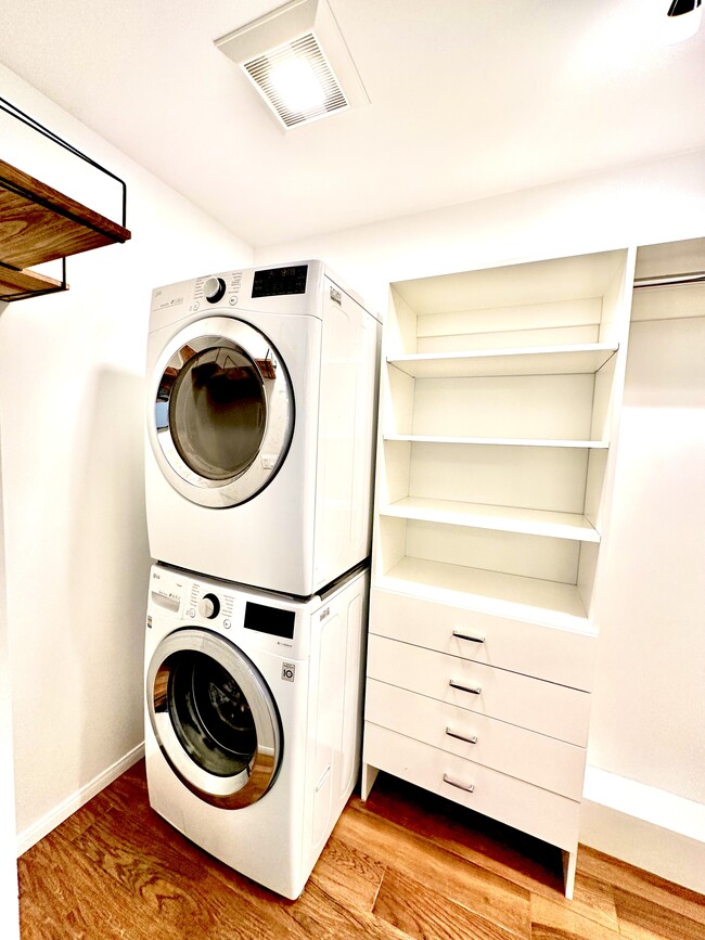 In unit washer dryer located within the walk in closet of the bedroom - 3163 Helms Ave