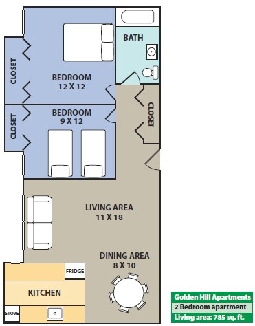 2BR/1BA - Golden Hill Apartments