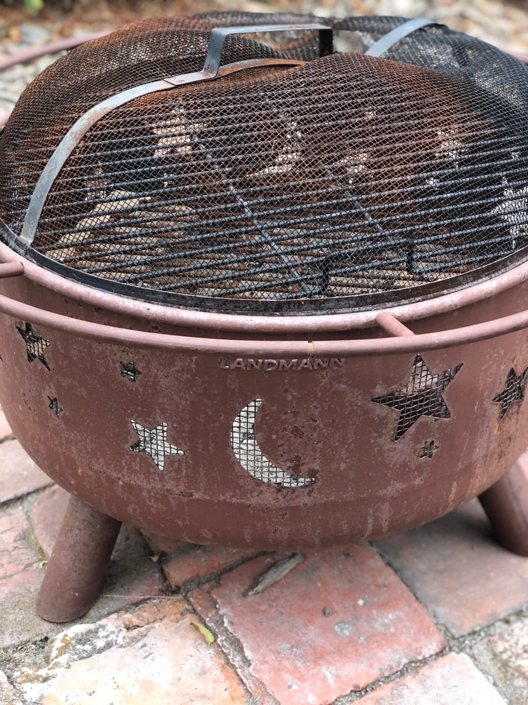Fire pit on brick patio - 209 19th St