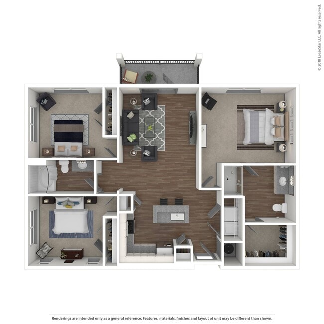 Three bedroom apartment in Charlotte, North Carolina. - Lantower Waverly
