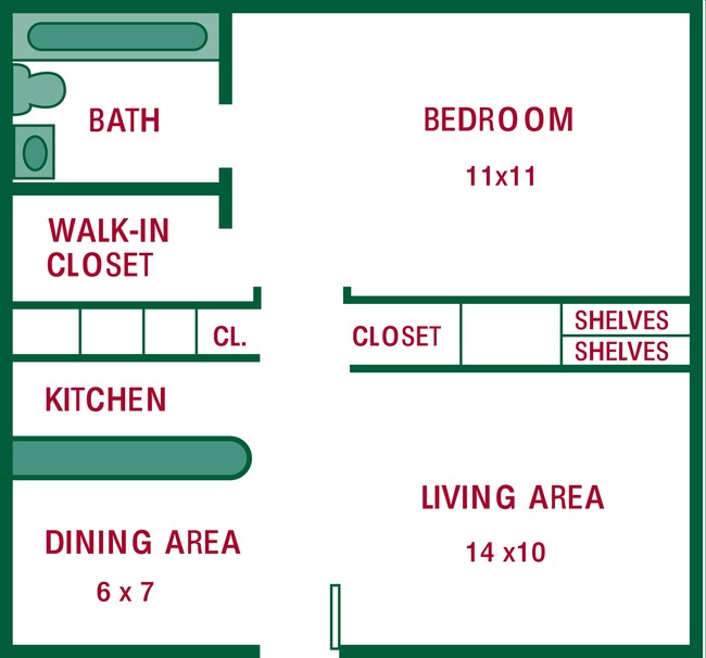 1BR/1BA - Bronco Apartments