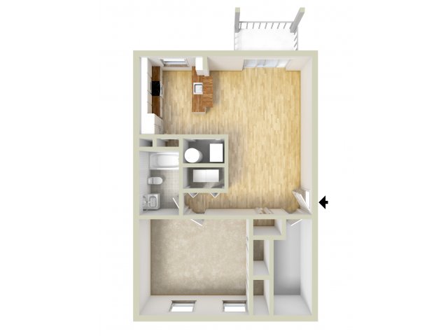 One bedroom floor plan - Willow Ridge Village Apartments