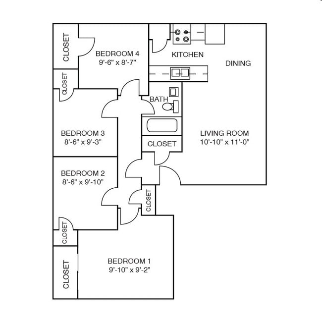 4BR/1BA - Magnolia Plaza Apartments