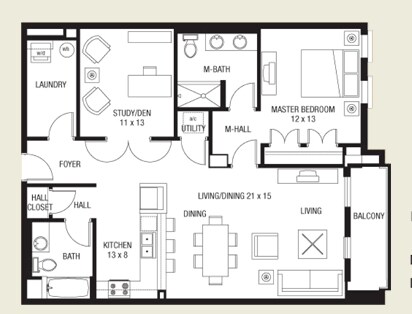1BR/2BA - Station Square