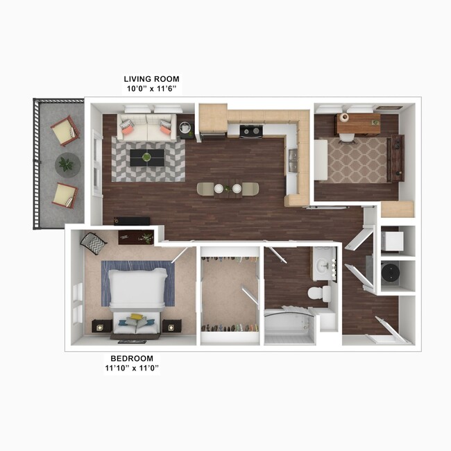 Southfork, 1 bed x 1 bath, 796 sq. ft. - Cortland South Meridian