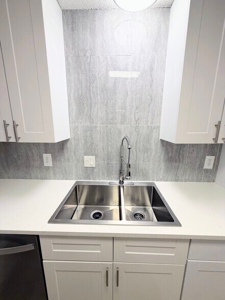 Deep Chef's double sink, quartz countertops - 7501 April Ln