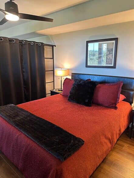 Sheving drapes create private sleeping area. - 7079 Engineers Rd